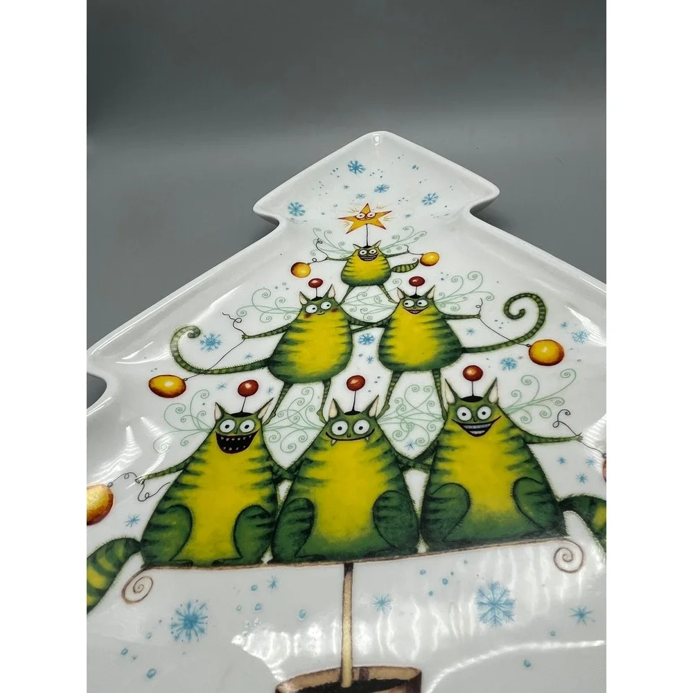 Royal Worcester Festive Collection Kitty Tree Serving Dish Clare Mackie 2005‎